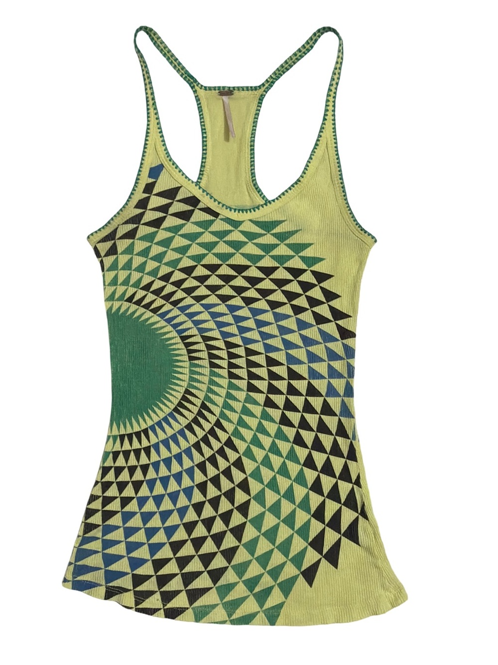 Free People • Y2K Neon Fibonacci Print Racer Back Ribbed Tank Top S